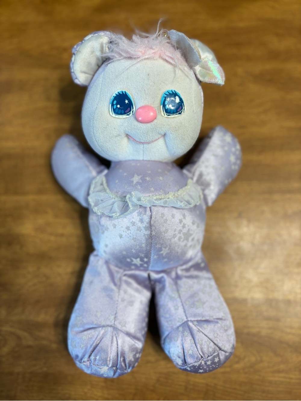 VTG 1989 Mattel PJ Sparkles Sparklin Plush Purple Bear doll